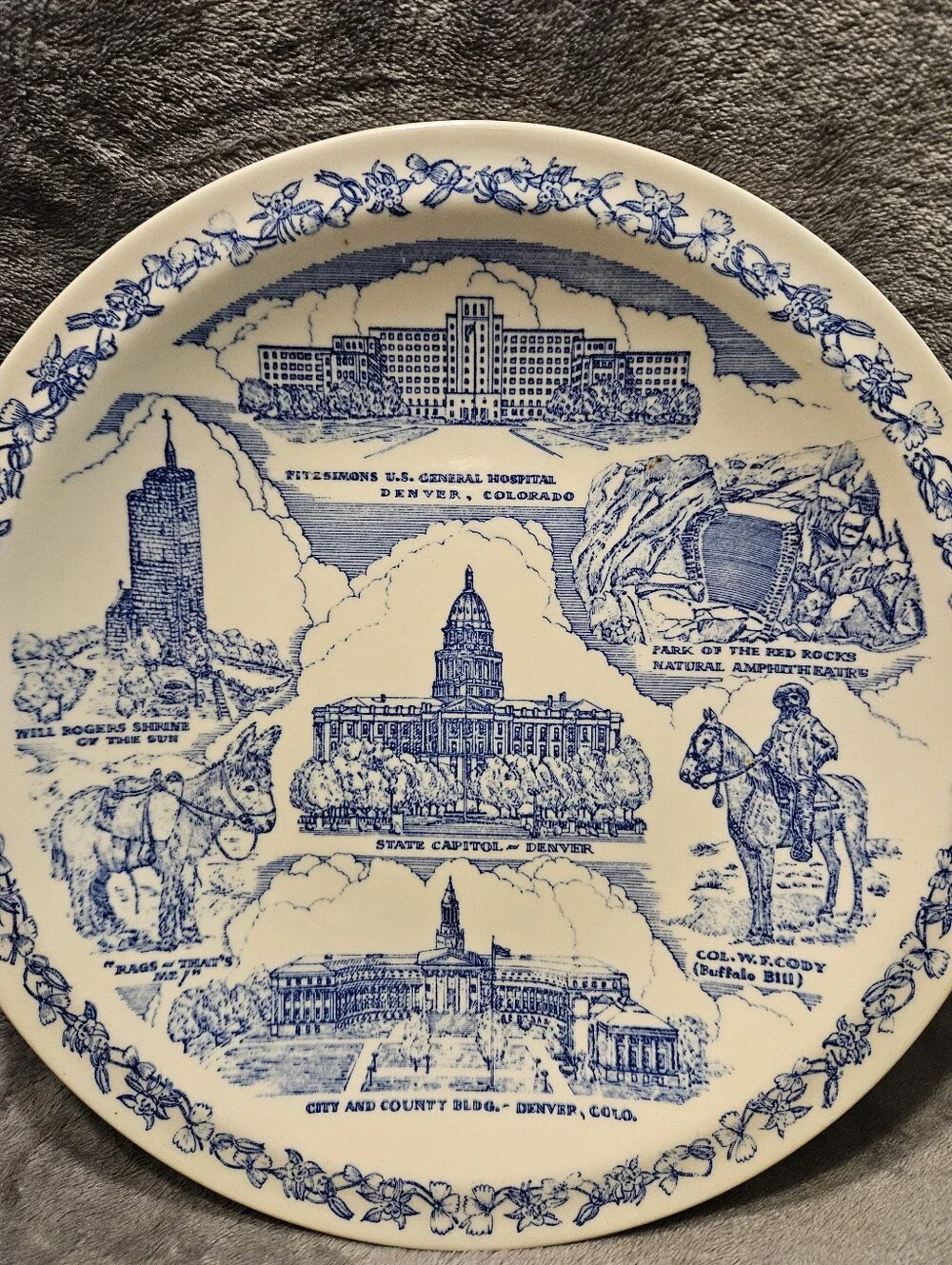 Vintage blue and white Colorado souvenir